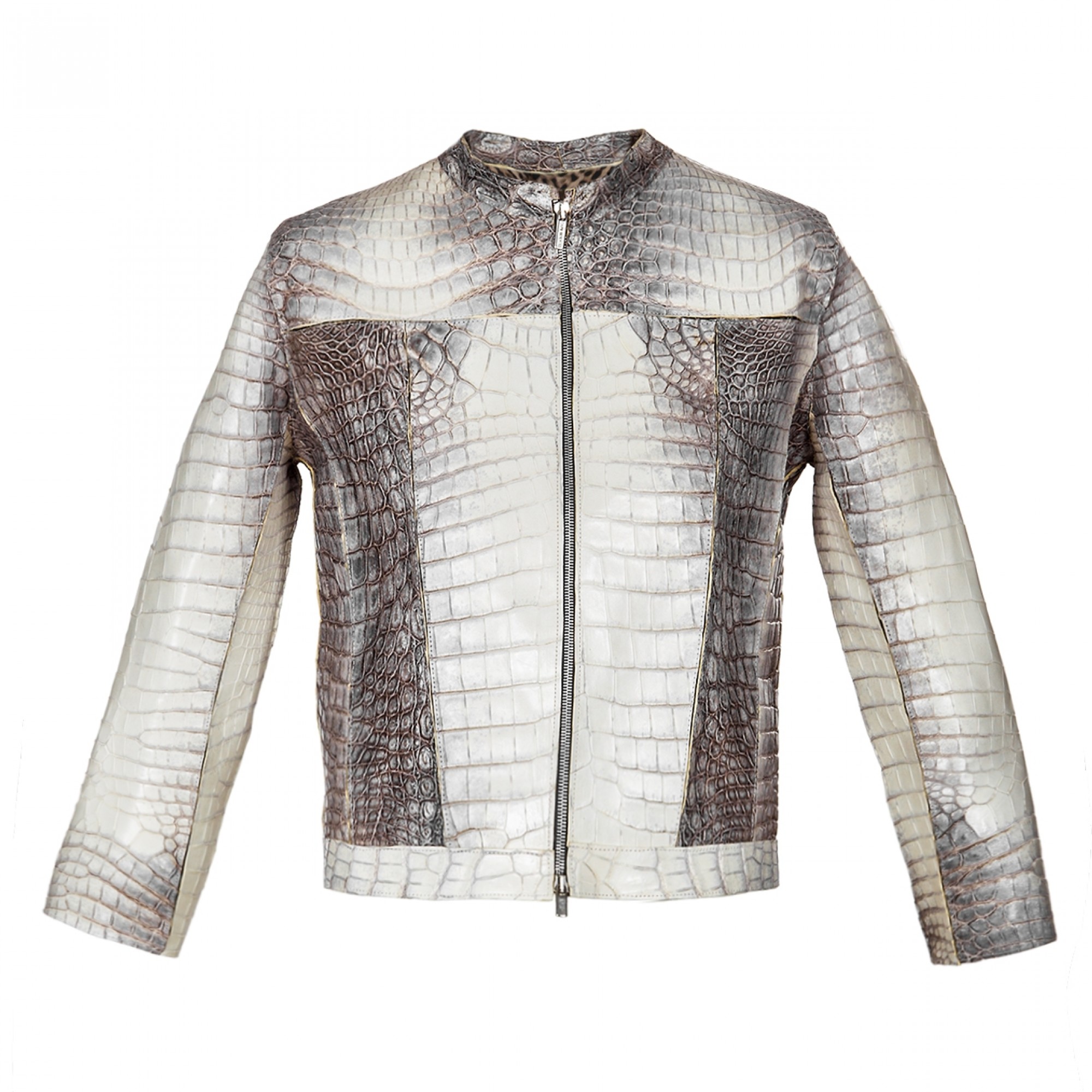 giubbino in pelle coccodrillo