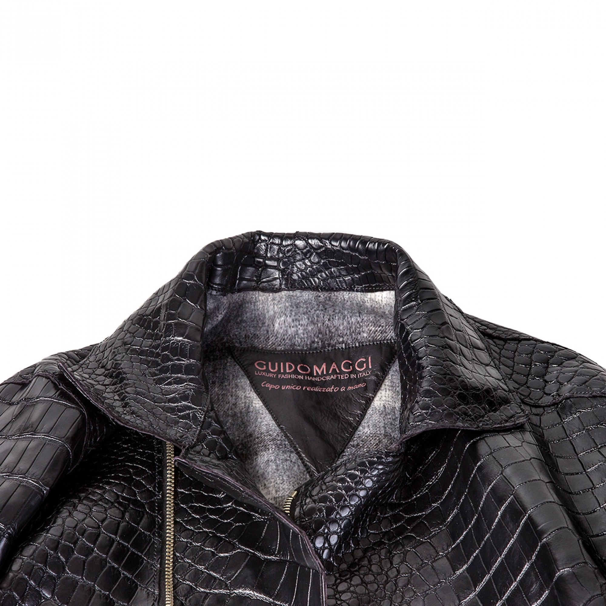 giubbino in pelle coccodrillo