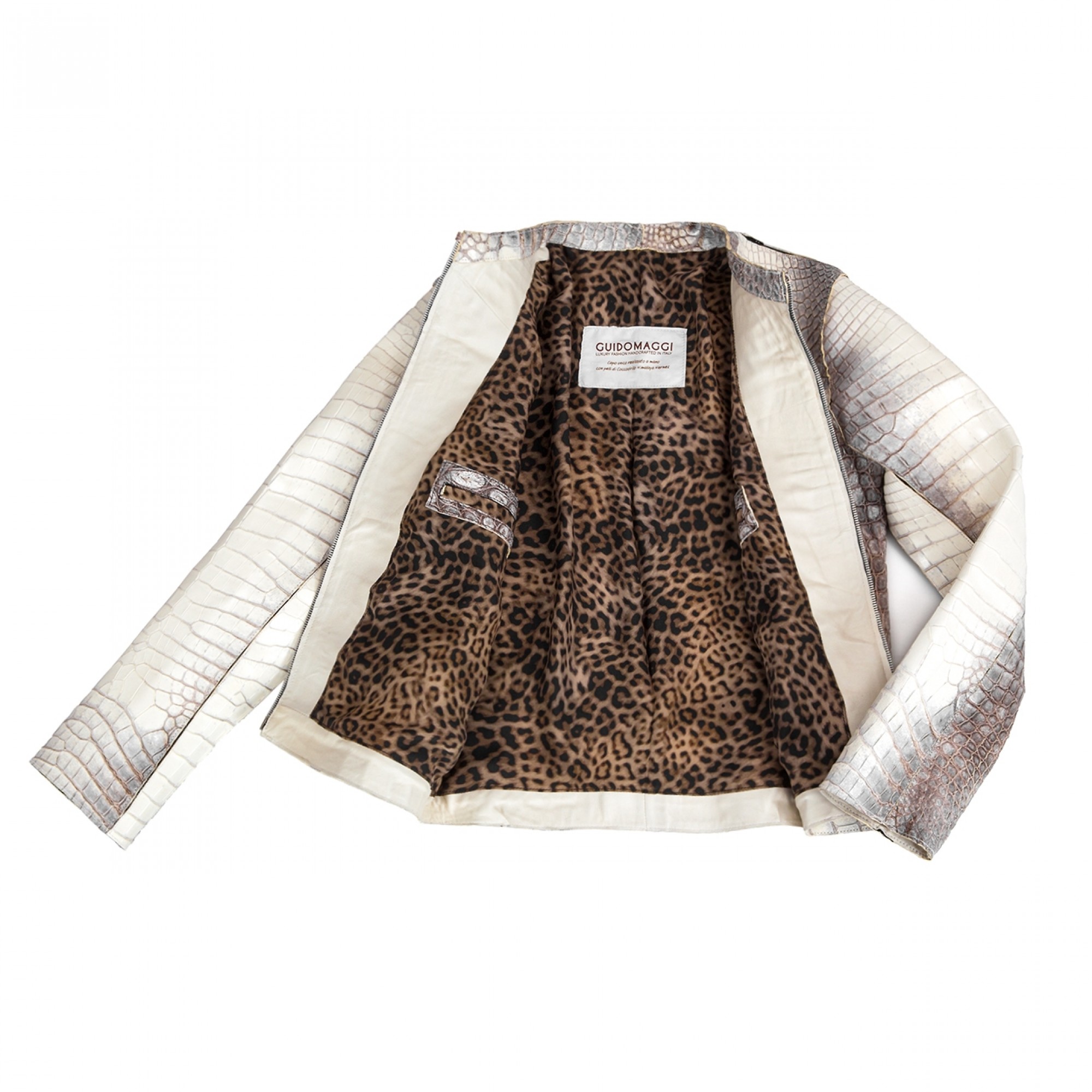 giubbino in pelle coccodrillo