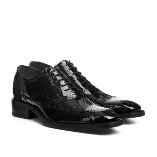 Black Lake - Scarpe Classiche eleganti da uomo con rialzo in Pelle Vernice da 6 a 8 cm