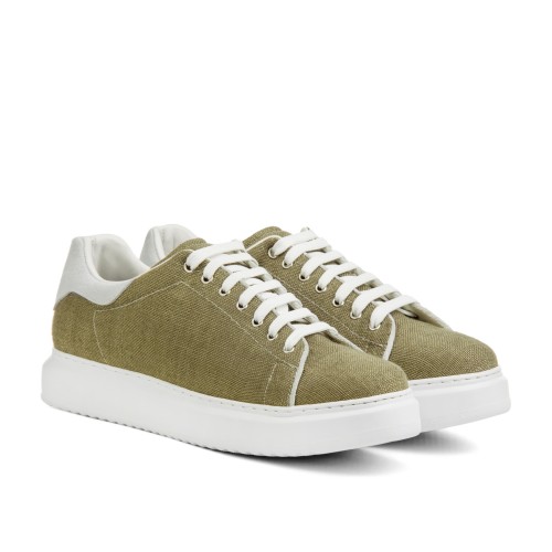 Ginostra - Sneakers con rialzo interno in Tessuto Raffia da 6 a 8 cm più alto